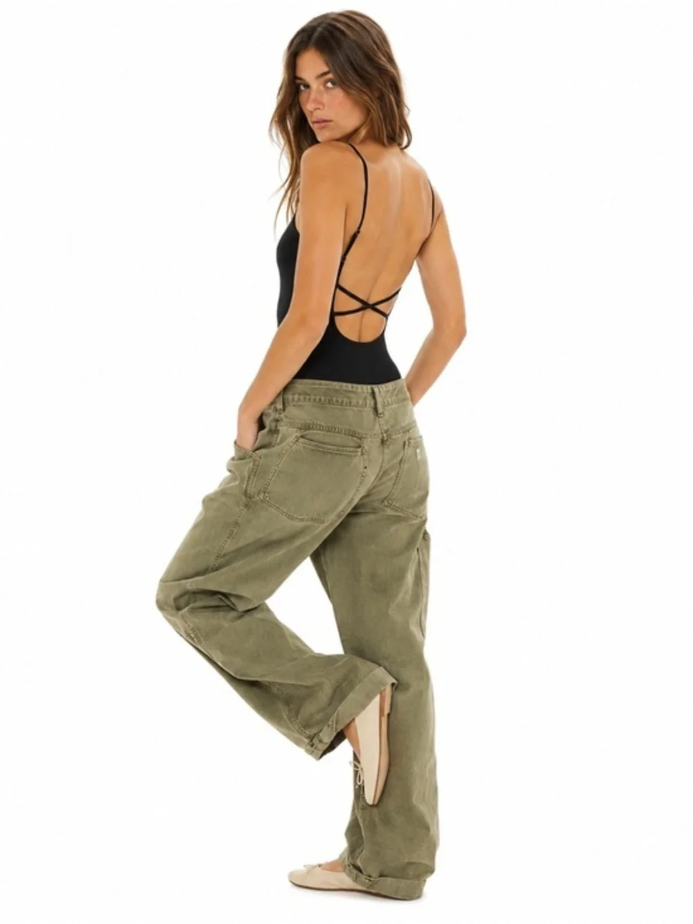FREE PEOPLE Womens Bodysuit Strappy Basique Black Size S